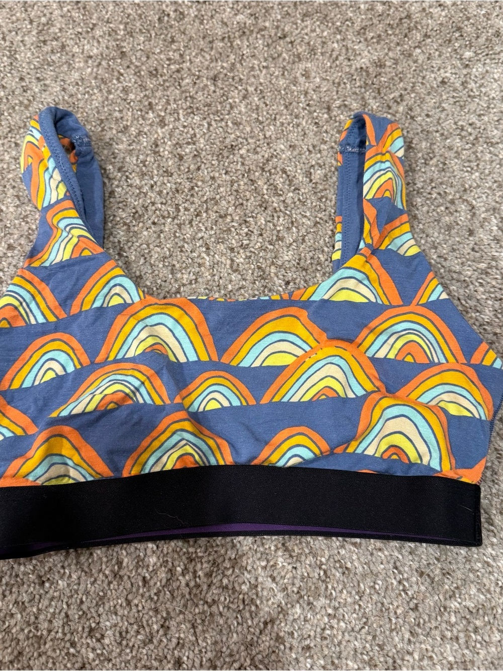 MeUndies Colorful Rainbow Print Sports Bra - Blue & Orange